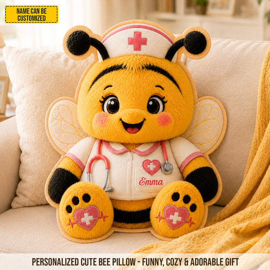 Personalized Nurse Bee Custom Shape Pillow