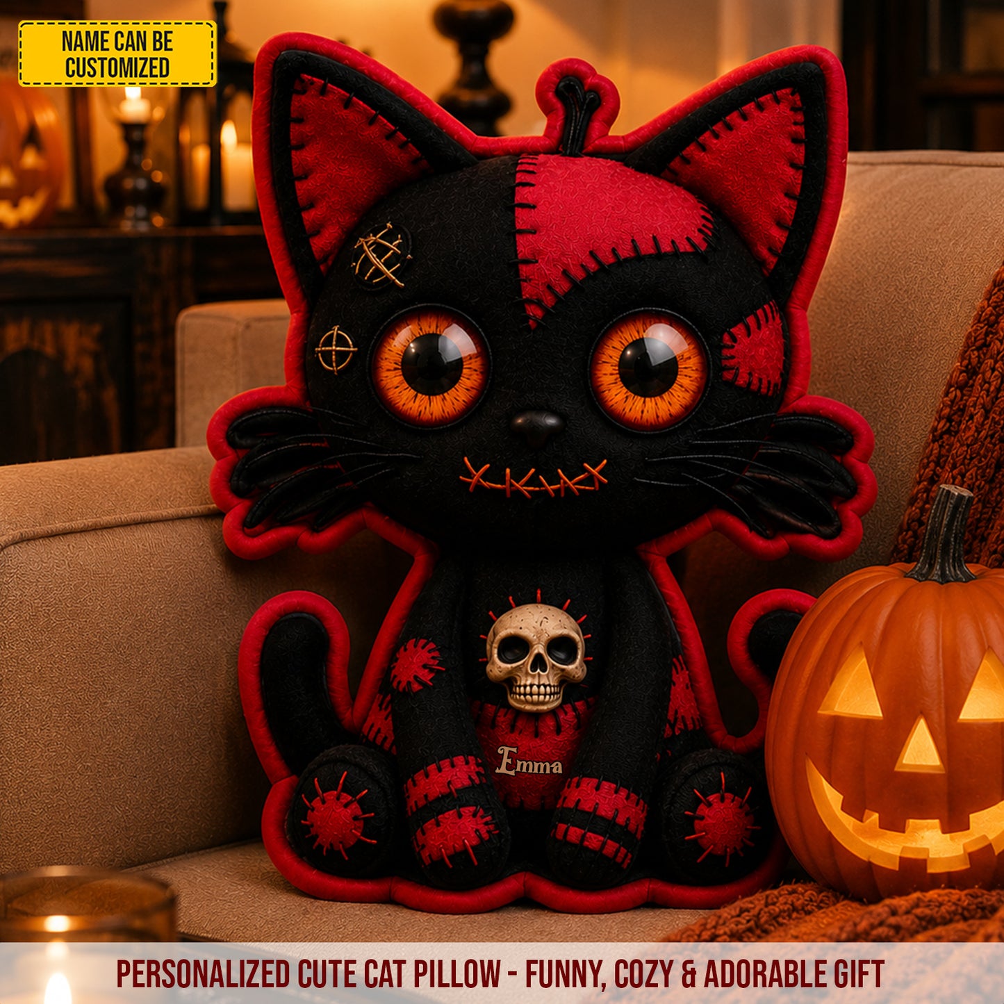 Personalized Halloween Cat Pillow