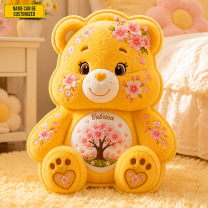 Personalized Cute Cherry Blossom Bear Pillow