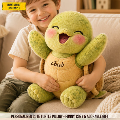 Personalized Happy Turtle Custom Shaped Pillow