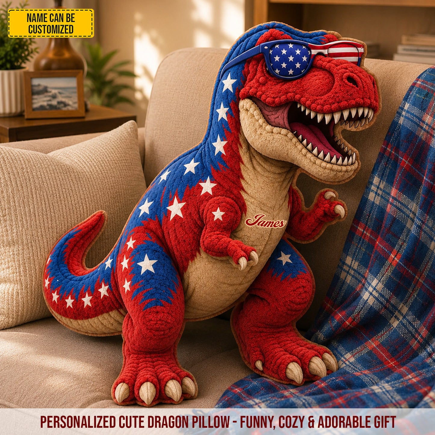 Personalized T-Rex Custom Shaped Pillow