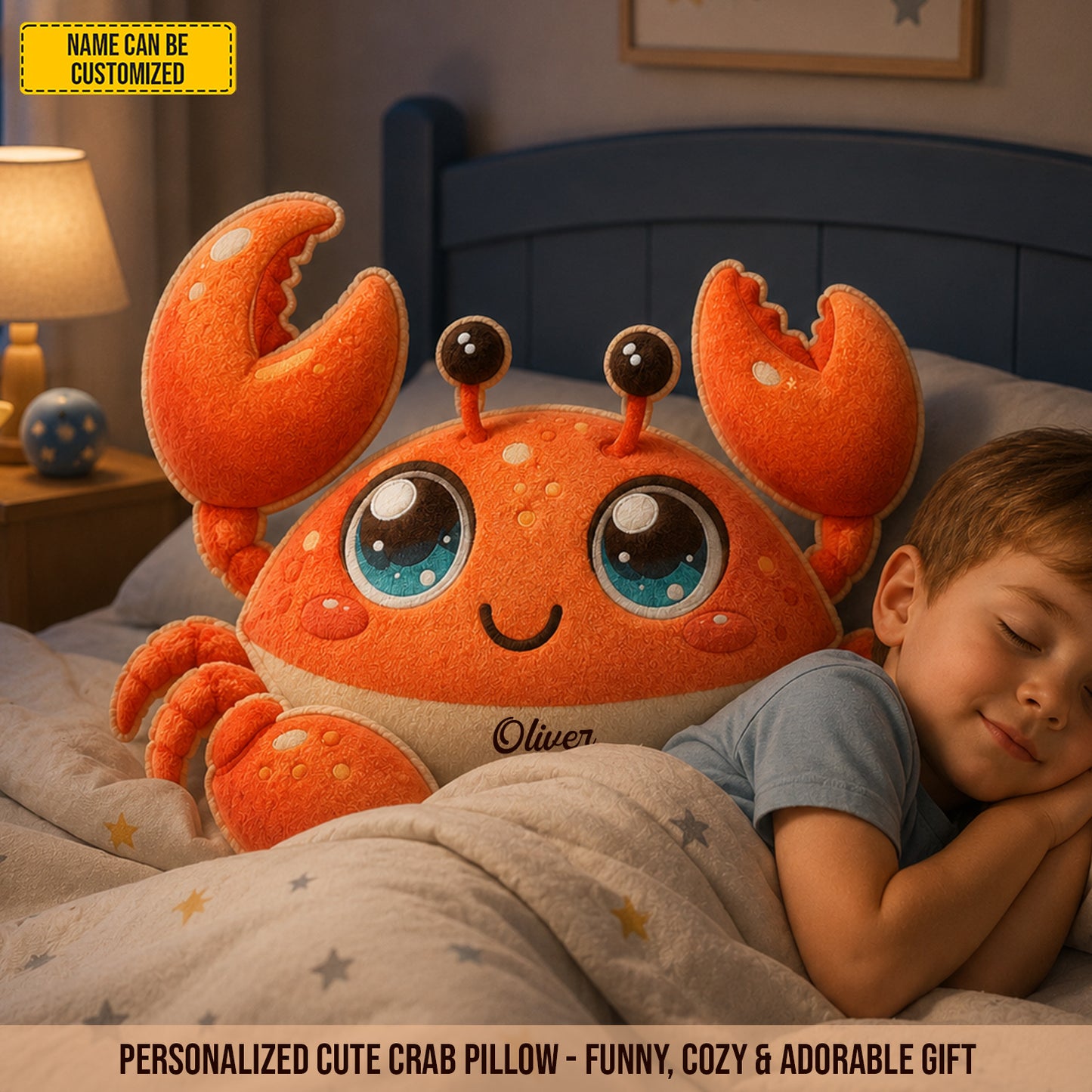 Personalized Happy Crab Custom Shape Pillow