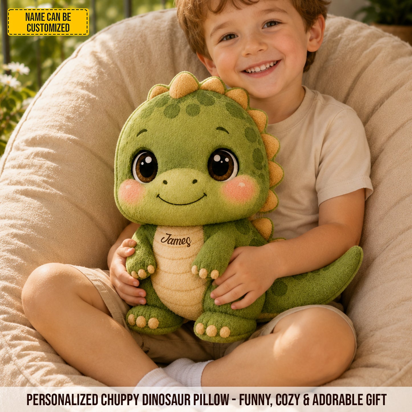 Personalized Cute Dinosaur Custom Shape Pillow