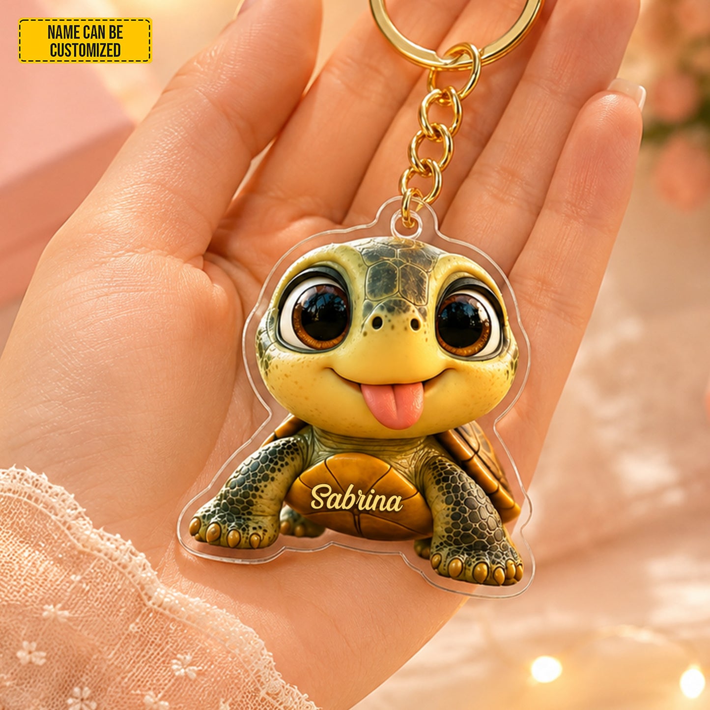 Personalized Cute Turtle Keychain