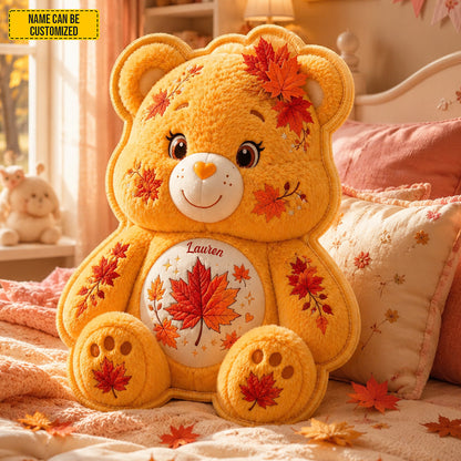Personalized Autumn Maple Bear Custom Shape Pillow