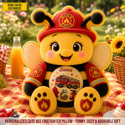 Personalized Firefighter Bee Custom Shape Pillow