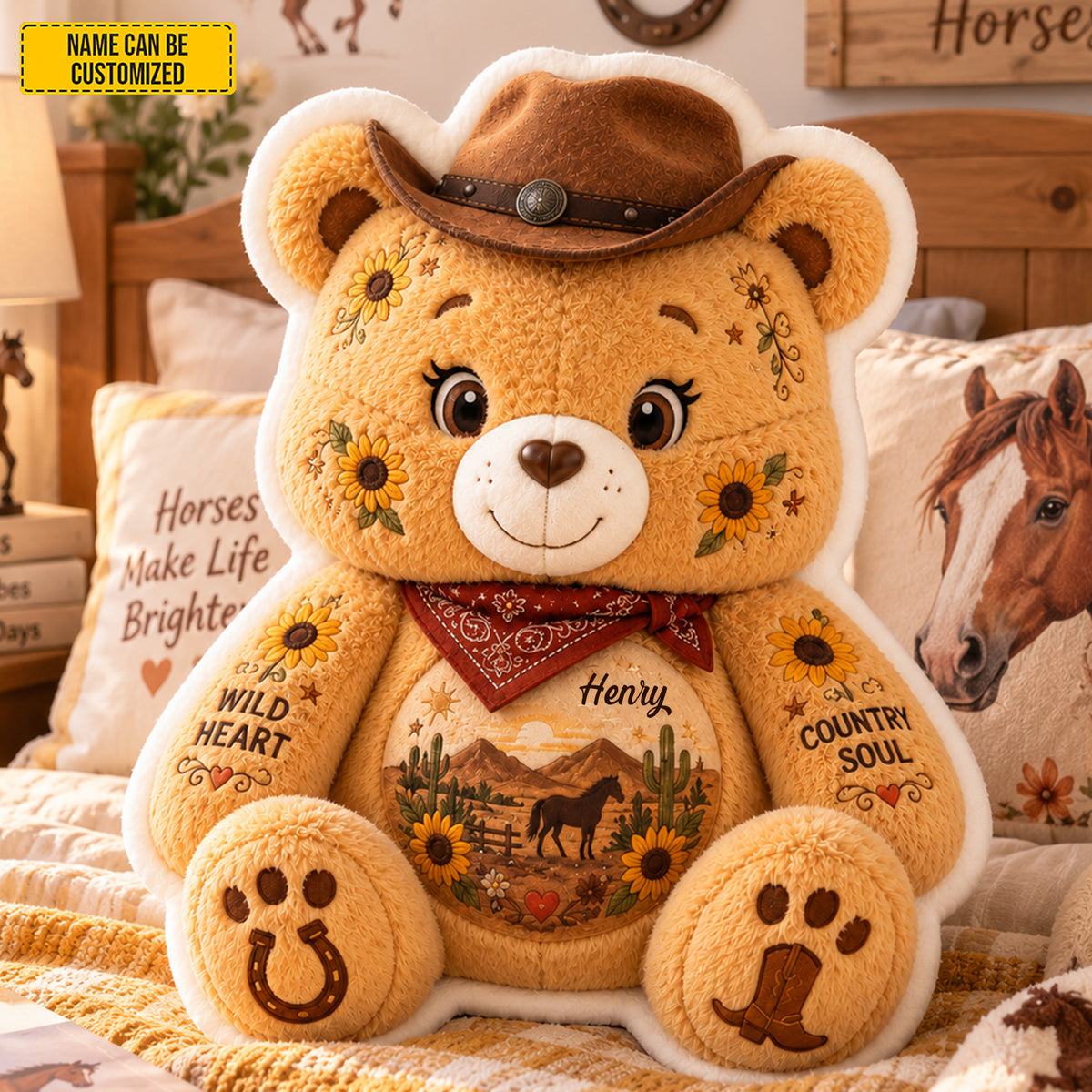 Wild Heart Country Soul - Personalized Bear Pillow