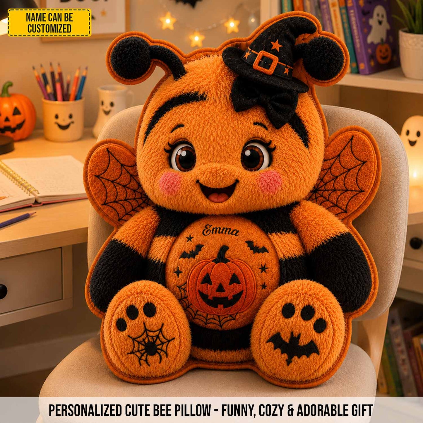 Personalized Halloween Bee Custom Shape Pillow