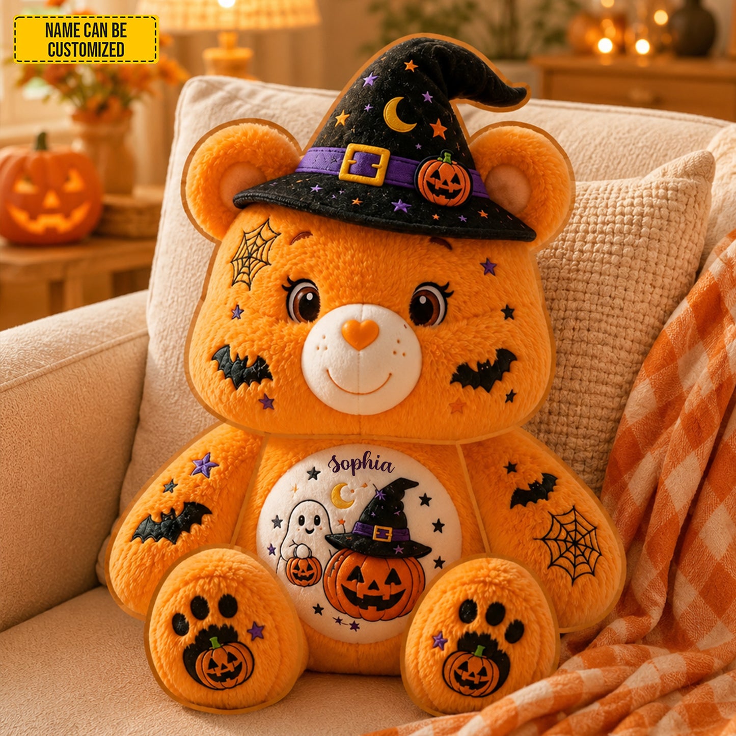 Personalized Halloween Bear Pillow