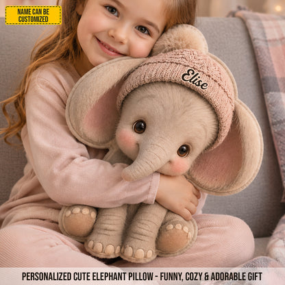 Personalized Warm Elephant Custom Shaped Pillow