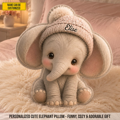 Personalized Warm Elephant Custom Shaped Pillow