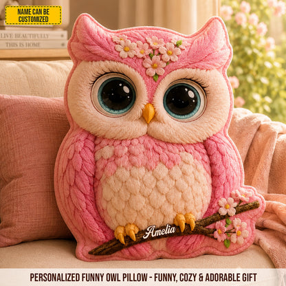 Cherry Blossom Owl – Personalized Custom Shaped Pillow