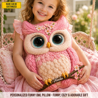 Cherry Blossom Owl – Personalized Custom Shaped Pillow