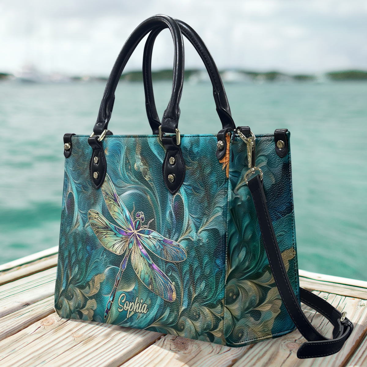 Beautiful Dragonfly - Personalized Leather Handbag