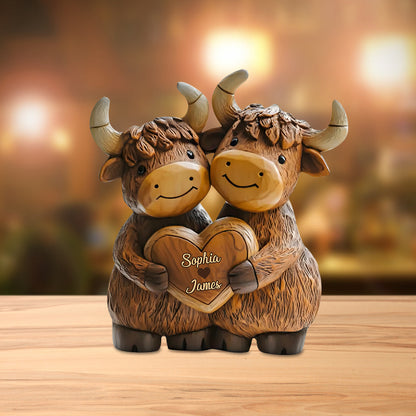 Cute Highland Cow Couple - Personalized Custom Shaped Acrylic Plaque