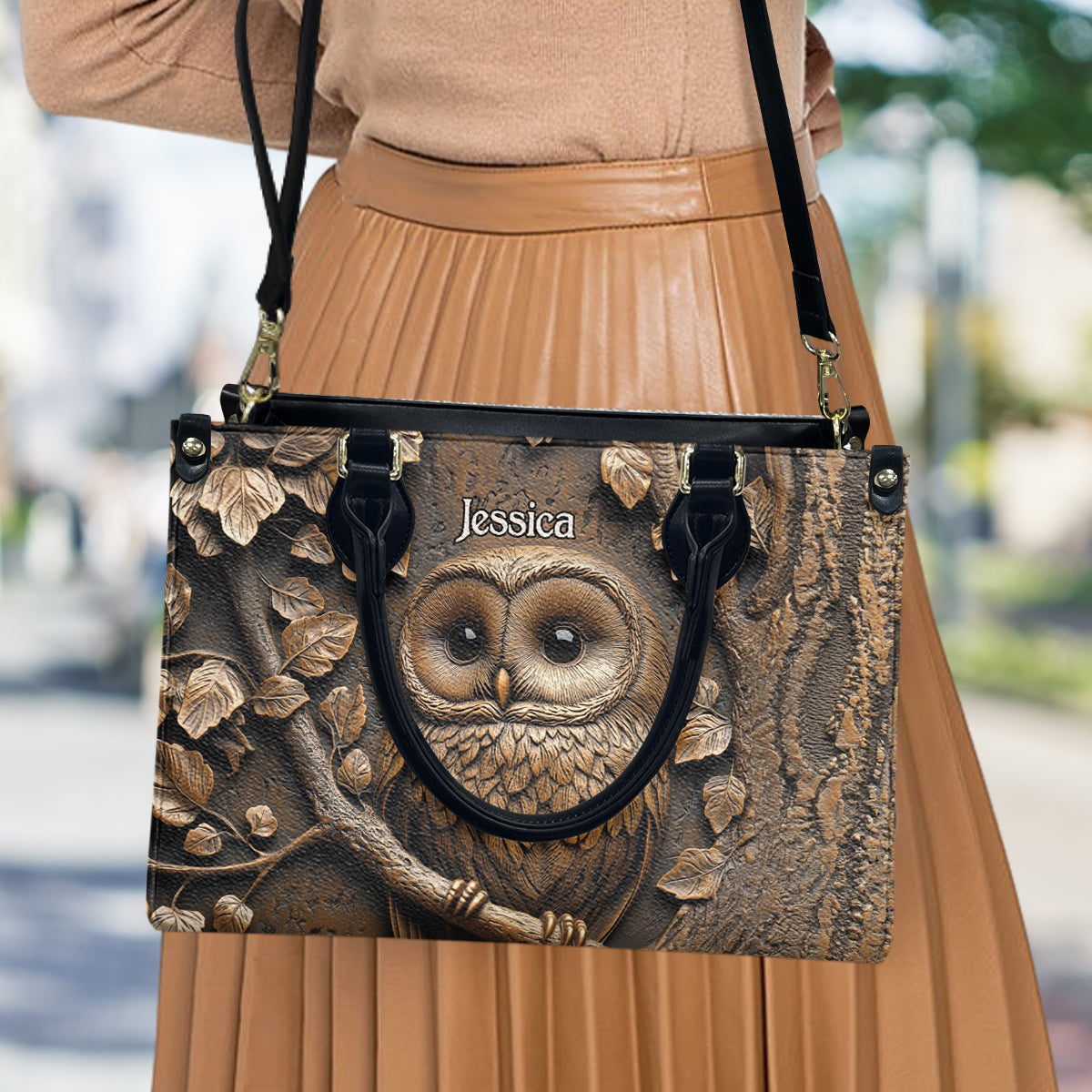Stunning Owl - Personalized Leather Handbag