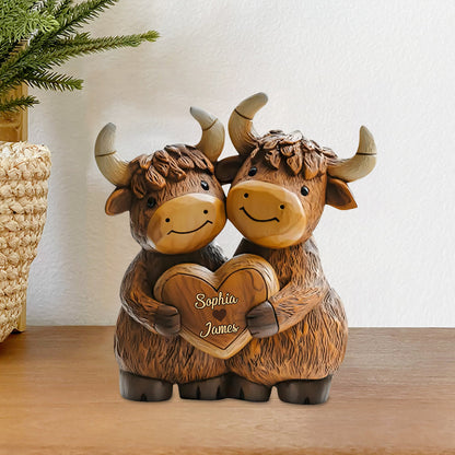 Cute Highland Cow Couple - Personalized Custom Shaped Acrylic Plaque