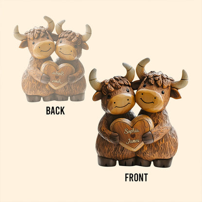 Cute Highland Cow Couple - Personalized Custom Shaped Acrylic Plaque