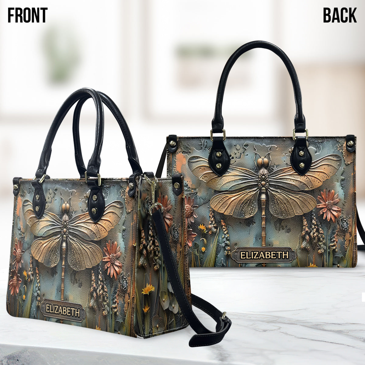 Stunning Dragonfly - Personalized Leather Handbag