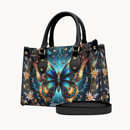 Stunning Gold Metallic Butterfly - Personalized Butterfly Leather Handbag