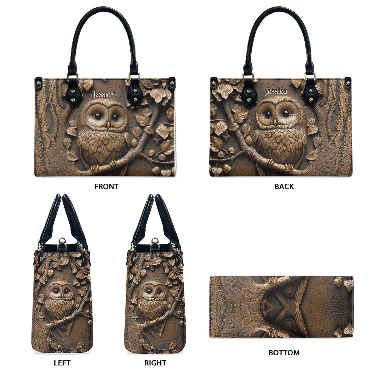 Stunning Owl - Personalized Leather Handbag