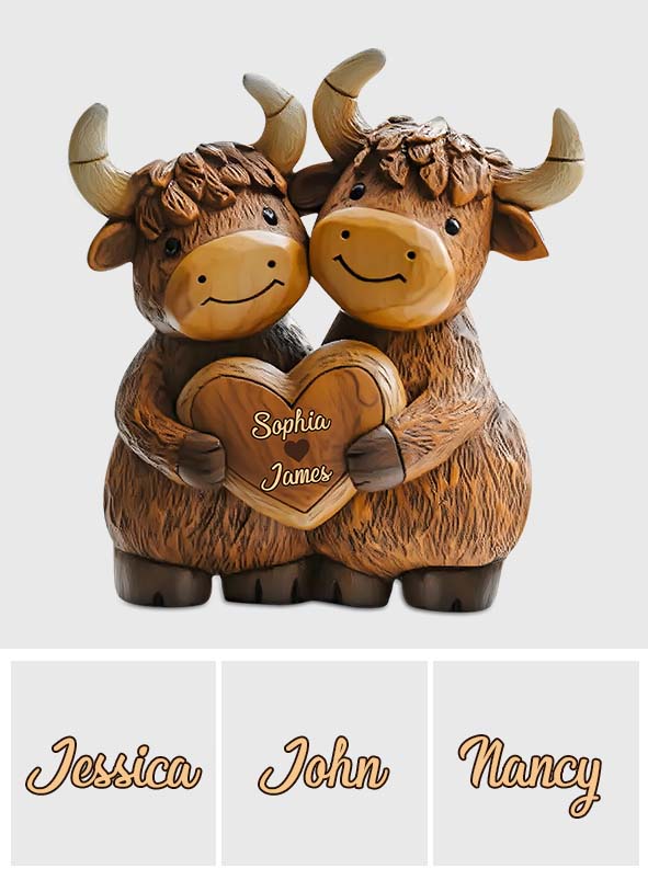 Cute Highland Cow Couple - Personalized Custom Shaped Acrylic Plaque
