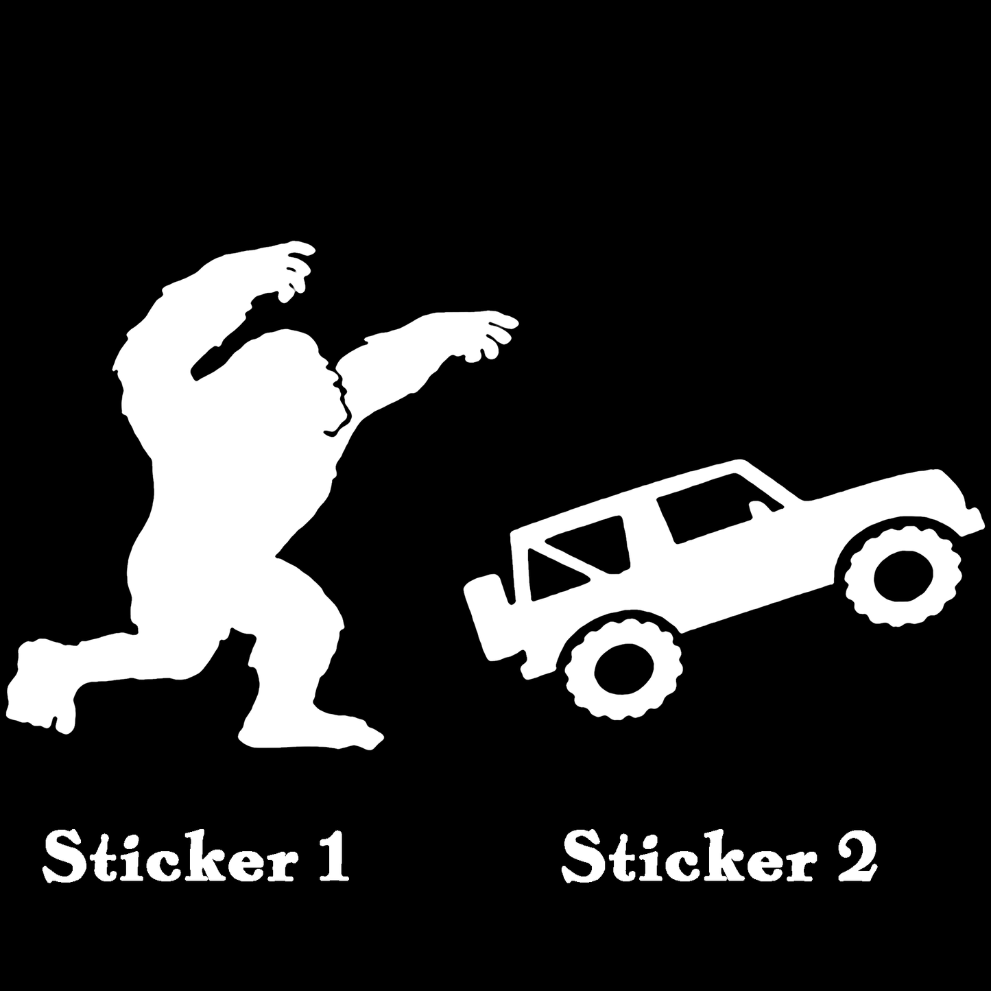 Set 2 Bigfoot Sticker, Bigfoot Toss – Off-Road Vinyl Sticker