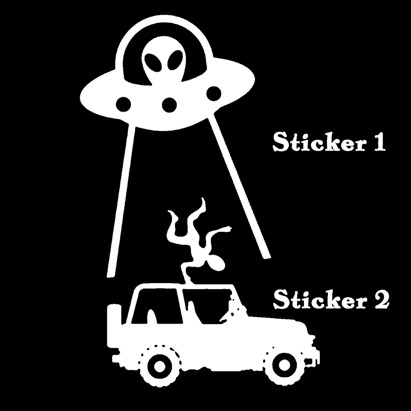 Set of 2 – UFO & Alien Jeep Vinyl Stickers