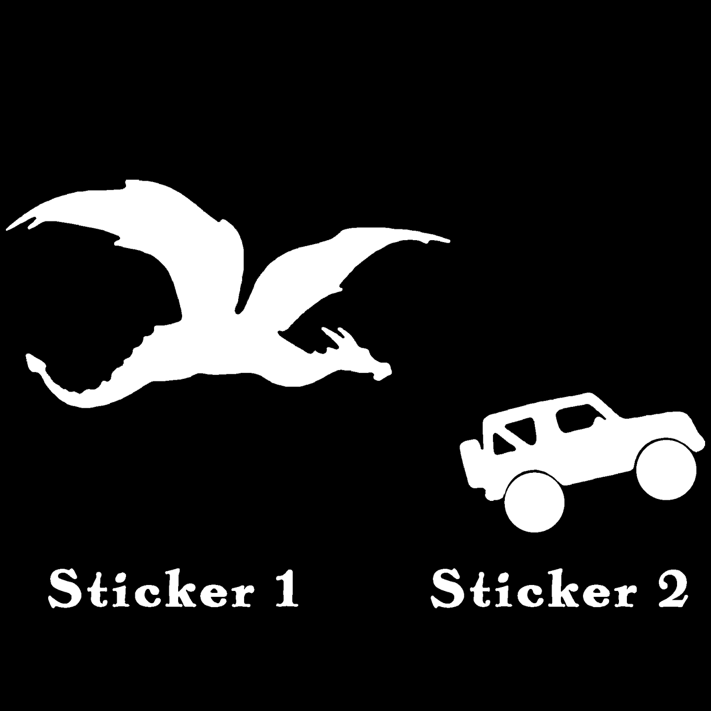 Set of 2 - Dragon vs Car Sticker
