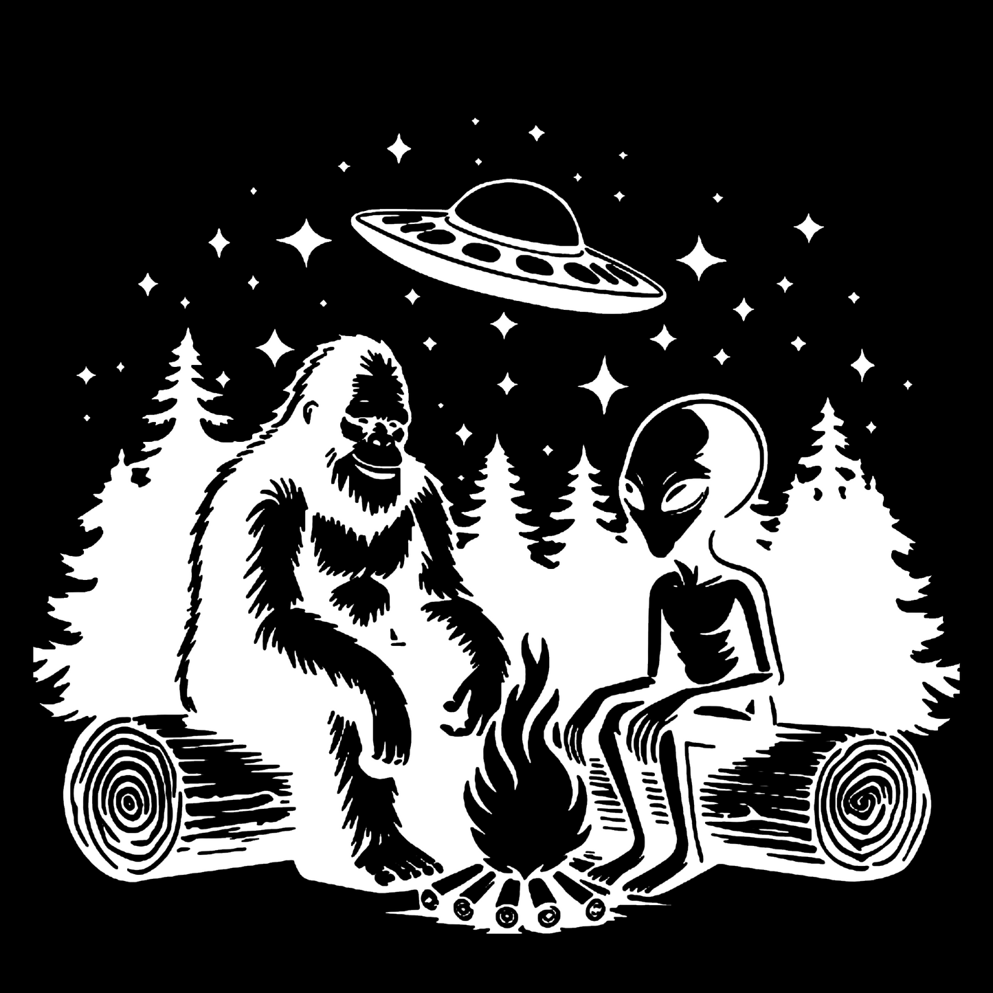 UFO, Bigfoot & Alien Campfire Sticker