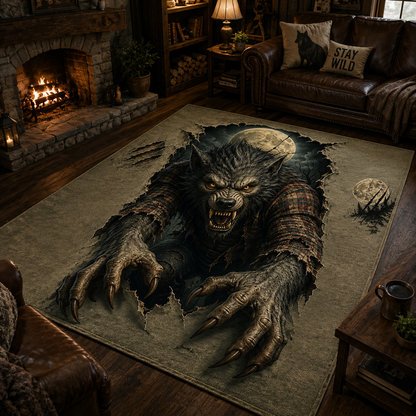 Fierce Werewolf 3D Illusion Area Rug