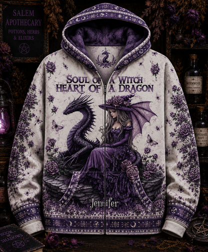 Soul Of A Witch Heart Of A Dragon All Over Print - Witchy Halloween Shirt
