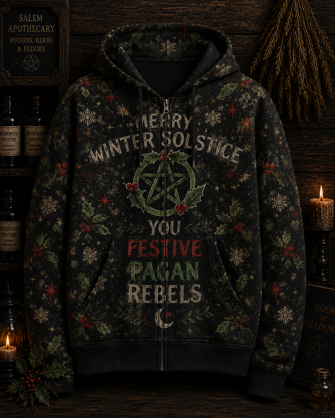 Funny Witch Christmas  Shirt, Merry Winter Solstice Pagan Tee, Witchy Christmas Shirt, Festive Pagan Gift